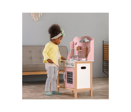 VIGA PolarB Drewniana Kuchnia z Akcesoriami Silver - Pink
