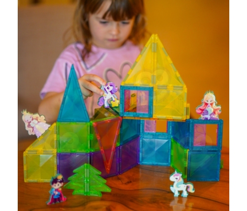 WOOPIE Klocki Magnetyczne Konstrukcyjne 3D Zestaw Edukacyjny Bajkowy Zamek 55el.