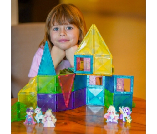 WOOPIE Klocki Magnetyczne Konstrukcyjne 3D Zestaw Edukacyjny Bajkowy Zamek 55el.