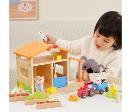 VIGA Drewniana Farma Dom Farmera Z Ogródkiem I Traktorem 21 el