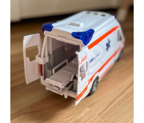 WOOPIE Pogotowie Karetka Ambulans Nosze w Zestawie + Sygnały Dźwiękowe I Świetlne