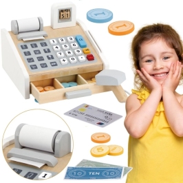 VIGA Drewniana Kasa sklepowa szaro biała VIGA Drewniana Kasa sklepowa szaro biała