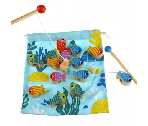 TOOKY TOY Drewniana Gra Wieloryb i Rybki Wielofunkcyjna 4 w 1