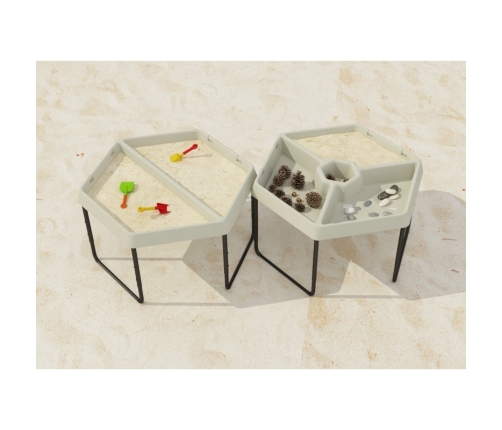 MASTERKIDZ Sześciokątny Stolik Do Zabawy Piaskiem i Wodą 2 Komory Regulowana Wysokość