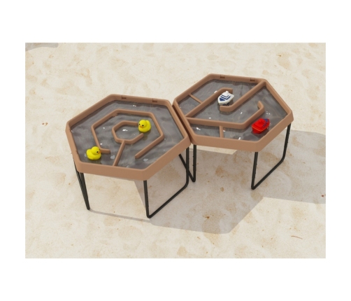 MASTERKIDZ Sześciokątny Stolik Do Zabawy Piaskiem i Wodą Labirynt Regulowana Wysokość