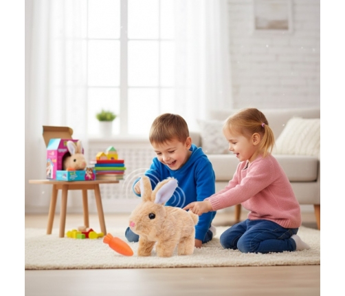 WOOPIE Króliczek Interaktywny Pluszak z Marchewką Beżowy