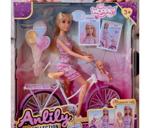 WOOPIE ROYAL Lalka Lily Rowerzystka Bobas w Foteliku Rower