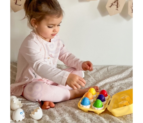 WOOPIE Układanka Sorter Montessori Dopasuj Kształty Wesołe Kurczaczki Jajka 6szt