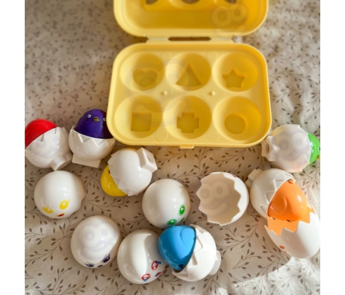 WOOPIE Układanka Sorter Montessori Dopasuj Kształty Wesołe Kurczaczki Jajka 6szt