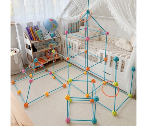 WOOPIE Zestaw Konstrukcyjny XXL Klocki do Budowania Namiotu Bazy Rurki Słomki 340 el.