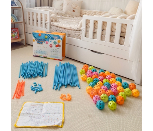 WOOPIE Zestaw Konstrukcyjny XXL Klocki do Budowania Namiotu Bazy Rurki Słomki 340 el.