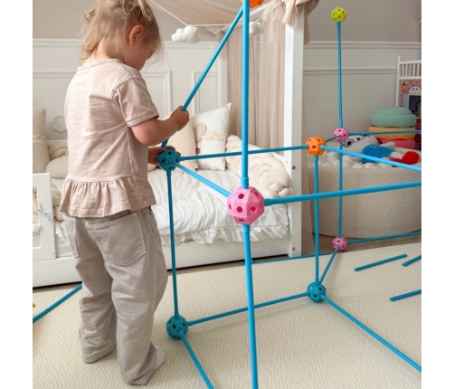 WOOPIE Zestaw Konstrukcyjny XXL Klocki do Budowania Namiotu Bazy Rurki Słomki 340 el.