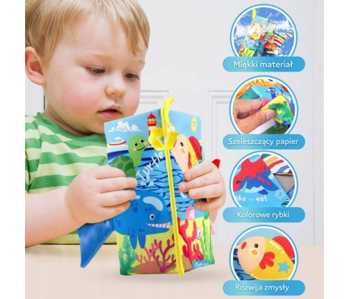 WOOPIE BABY Książeczka z Ogonkami Zwierząt Morskich Materiałowa Szeleszcząca