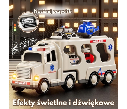 WOOPIE Laweta Drogowa zestaw 5 Aut - Ambulans