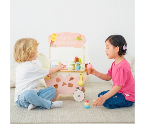 CLASSIC WORLD Drewniana Lodziarnia 3w1 Wózek 40 el.