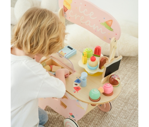 CLASSIC WORLD Drewniana Lodziarnia 3w1 Wózek 40 el.