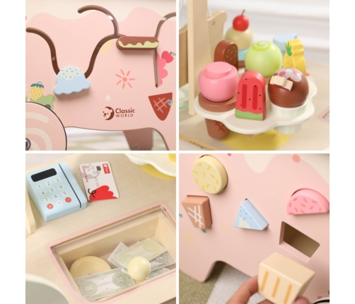 CLASSIC WORLD Drewniana Lodziarnia 3w1 Wózek 40 el.