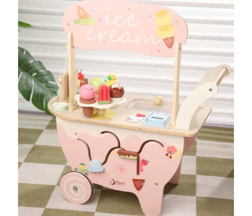 CLASSIC WORLD Drewniana Lodziarnia 3w1 Wózek 40 el.