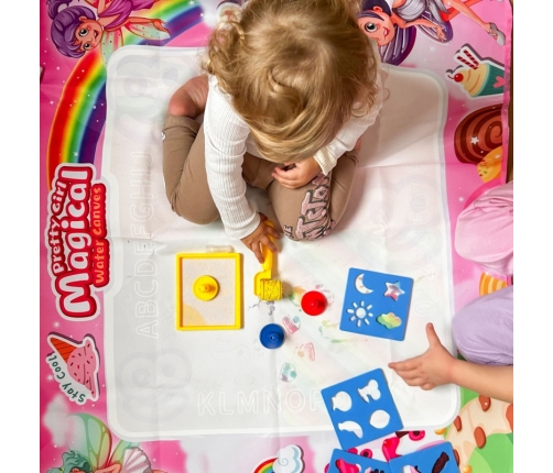 WOOPIE Mata Wodna do Malowania XXL 100x80cm Wróżki Różowa