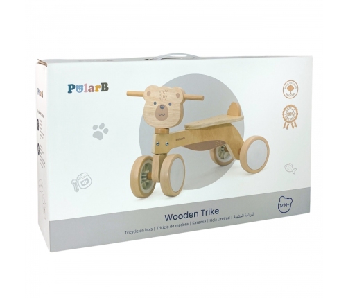 VIGA PolarB Drewniany Jeździk Miś Brunatny Miękkie Koła