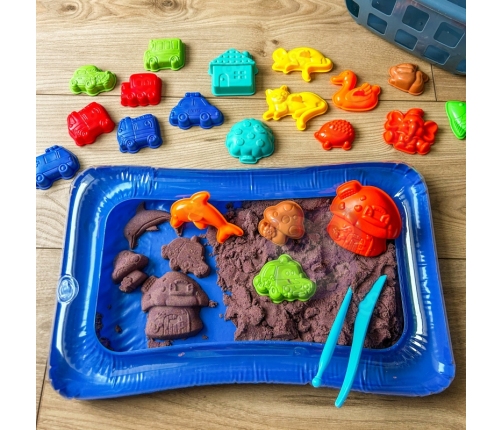 WOOPIE Piasek Kinetyczny 0,8 kg Zestaw w Koszyku z Foremkami + Basen