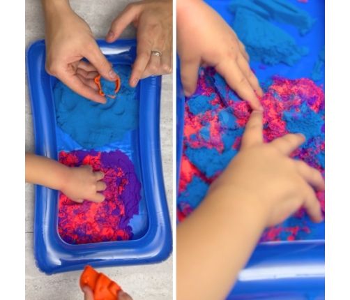 WOOPIE Piasek Kinetyczny 0,8 kg Zestaw w Koszyku z Foremkami + Basen