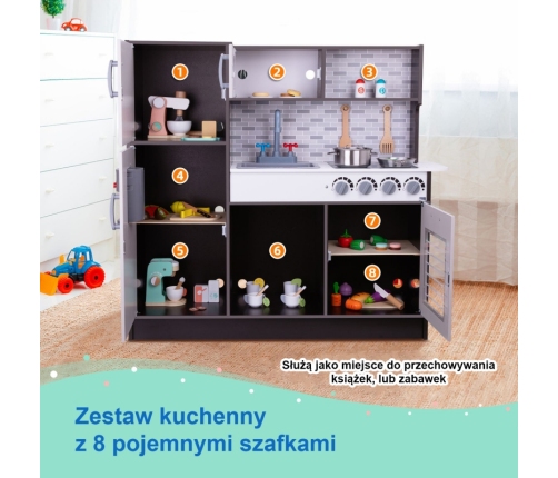 TOOKY TOY Kuchnia Drewniana Nowoczesna Akcesoria