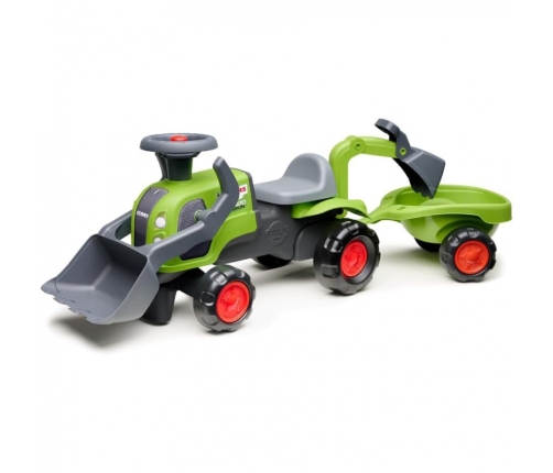 FALK Traktorek Jeździk Baby Claas z Koparką Łyżką i Przyczepą