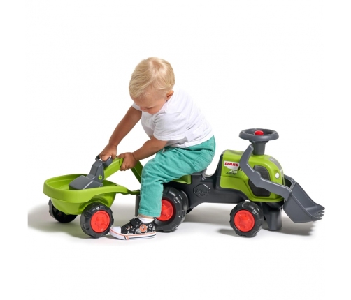 FALK Traktorek Jeździk Baby Claas z Koparką Łyżką i Przyczepą