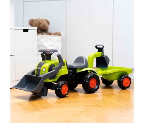 FALK Traktorek Jeździk Baby Claas z Koparką Łyżką i Przyczepą