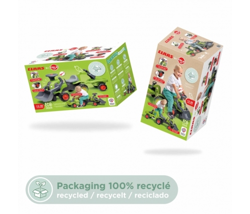 FALK Traktorek Jeździk Baby Claas z Koparką Łyżką i Przyczepą