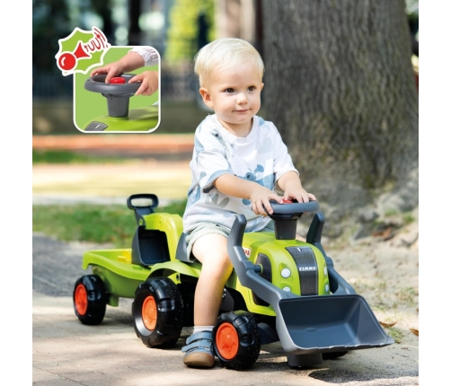 FALK Traktorek Jeździk Baby Claas z Koparką Łyżką i Przyczepą