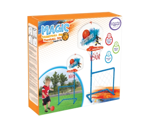 WOOPIE Zestaw 2w1 Koszykówka Bramka do Piłki Nożnej + Piłka