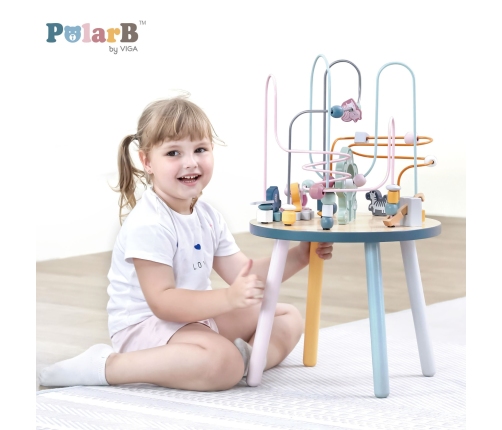 VIGA PolarB Drewniany Stolik Edukacyjny Manipulacyjny Przeplatanka Montessori