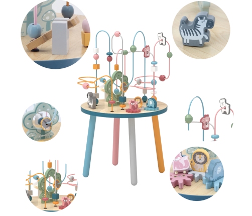 VIGA PolarB Drewniany Stolik Edukacyjny Manipulacyjny Przeplatanka Montessori