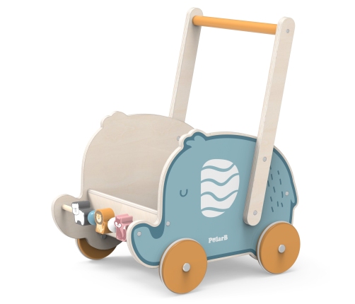 VIGA PolarB Drewniany Wózek 2w1 Chodzik Pchacz Słonik