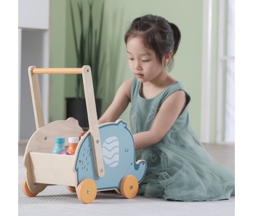 VIGA PolarB Drewniany Wózek 2w1 Chodzik Pchacz Słonik