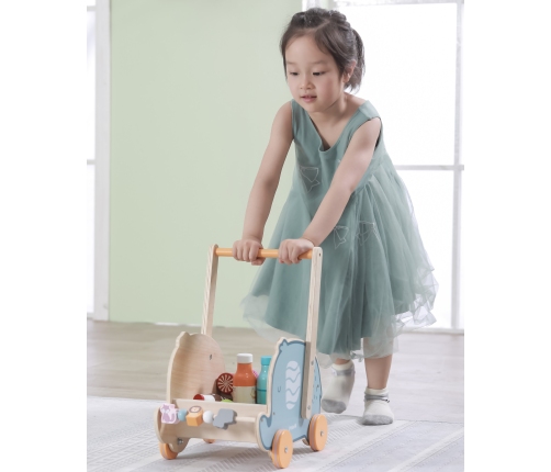 VIGA PolarB Drewniany Wózek 2w1 Chodzik Pchacz Słonik