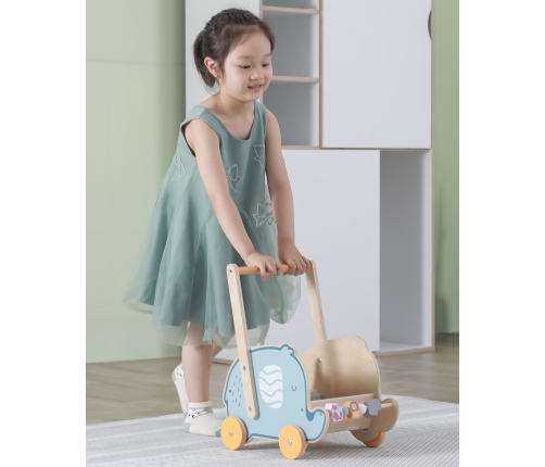 VIGA PolarB Drewniany Wózek 2w1 Chodzik Pchacz Słonik