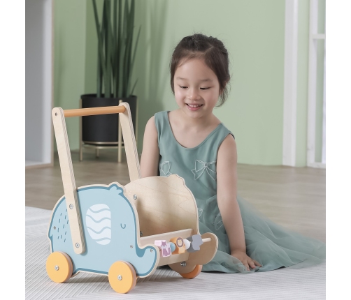 VIGA PolarB Drewniany Wózek 2w1 Chodzik Pchacz Słonik