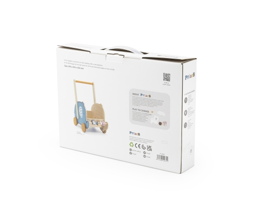 VIGA PolarB Drewniany Wózek 2w1 Chodzik Pchacz Słonik