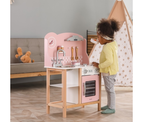 VIGA PolarB Drewniana Kuchnia z Akcesoriami Silver - Pink