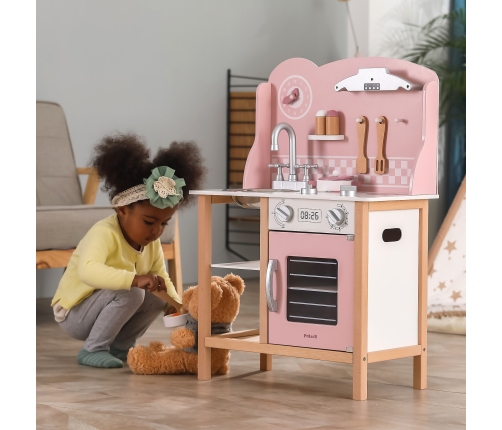 VIGA PolarB Drewniana Kuchnia z Akcesoriami Silver - Pink