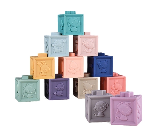 WOOPIE BABY Klocki Sensoryczne Układanka Do Ściskania Dźwięk 12 el.