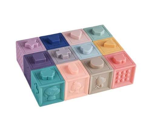 WOOPIE BABY Klocki Sensoryczne Układanka Do Ściskania Dźwięk 12 el.