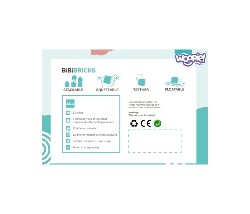 WOOPIE BABY Klocki Sensoryczne Układanka Do Ściskania Dźwięk 12 el.