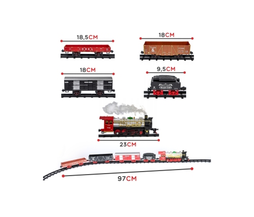 WOOPIE Klasyczny Pociąg Elektryczny Kolejka Tor Dźwięk Światło + 29 Akc.