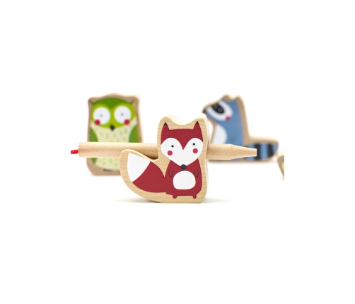 CLASSIC WORLD Drewniane Klocki do Nawlekania Zwierzęta Leśne 13 el.