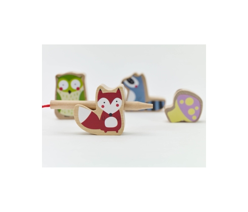 CLASSIC WORLD Drewniane Klocki do Nawlekania Zwierzęta Leśne 13 el.