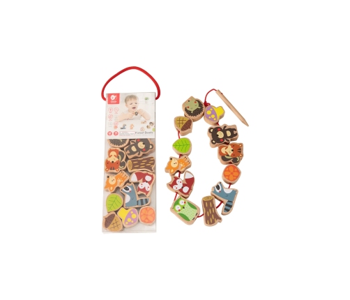 CLASSIC WORLD Drewniane Klocki do Nawlekania Zwierzęta Leśne 13 el.